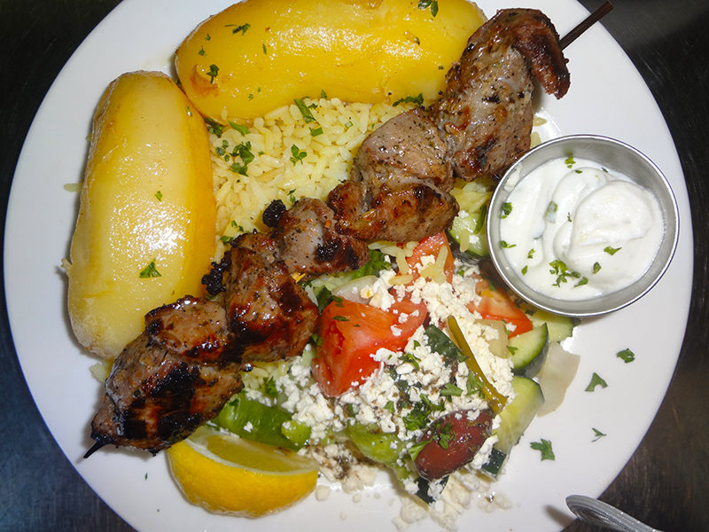 Pork Souvlaki at Kisamos