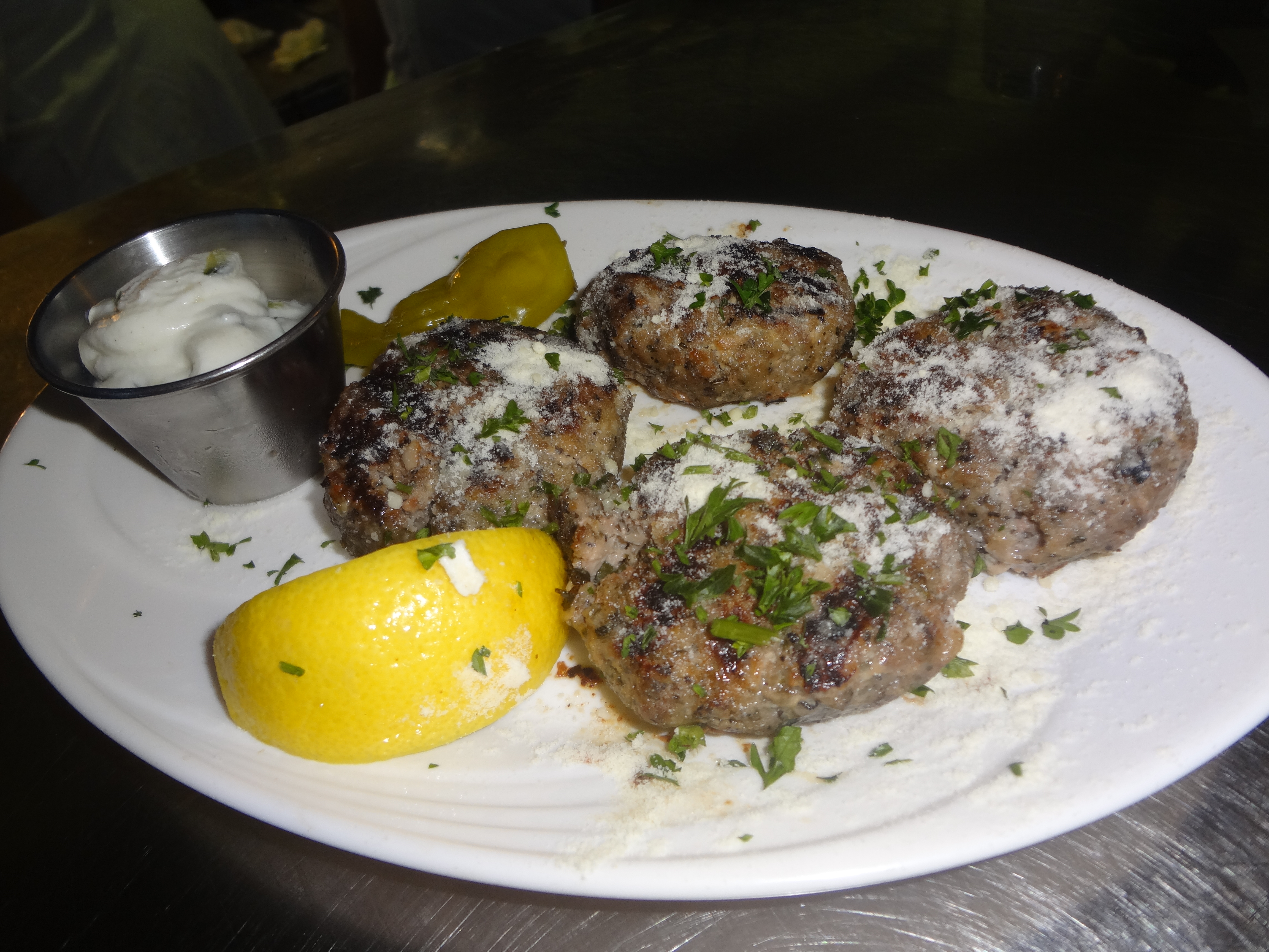 Keftethes - Greek Style Meatballs at Kisamos Taverna